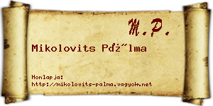 Mikolovits Pálma névjegykártya